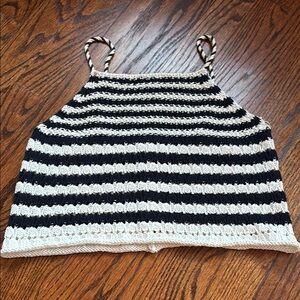 Zara Black and White Striped Kids Tank Top